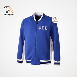 Sudadera Universitaria de Satén con Diseño Personalizado de la Organización Griega Phi Beta Sigma |   Letras Griegas Bordadas en Azul y Blanco, Estilo Preppy de Invierno para Hombre - Product Image 4