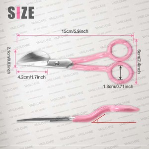 Tijeras Quirúrgicas Duckbill de 6 Pulgadas con Mango Recubierto de Rosa, Tijeras de Disección Médicas de Acero Inoxidable, Tijeras para Apliques, Estuche de Cuero - Product Image 2