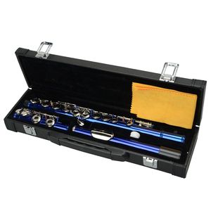 Flauto da Concerto in Cupronichel di Alta Qualità con 16 Chiavi e Fori Chiusi, Colore Blu - Product Image 3