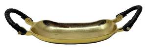 Bandeja Decorativa Moderna de Latón, Rectangular, Bañada en Oro, con Asas Negras, Diseño Abstracto, Paquete Individual - Product Image 4