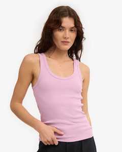 Women's Whiteaura International <b>Knitted</b> 100% Cotton Scoop Neck Tank <b>Top</b> Solid Pink Minimalist Style Regular Length <b>Sleeveless</b> - Product Image 2