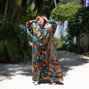 Prix d'usine, vente en gros, 100% polyester, imprimé floral animal tie-dye, volanté, grande taille, respirant, écologique, maternité, bohème - Product Image 1