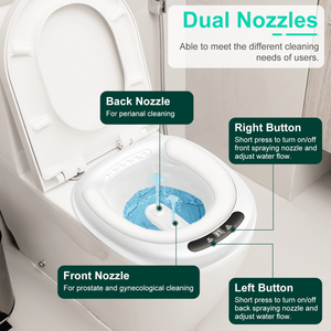 Baño de Asiento Eléctrico para Mujeres y Hombres con Doble Boquilla de Pulverización, 3 Niveles de Flujo de Agua, Inalámbrico y Recargable para Cuidado Postparto y Próstata - Product Image 3