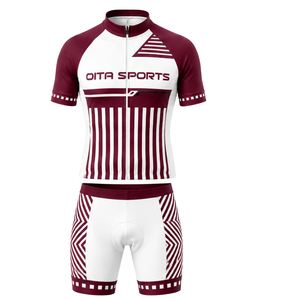 Ensemble maillot et short de cyclisme blanc bordeaux, manches courtes, fermeture éclair intégrale, séchage rapide, rembourré, uniforme de course cycliste, vêtements de sport performants - Product Image 1