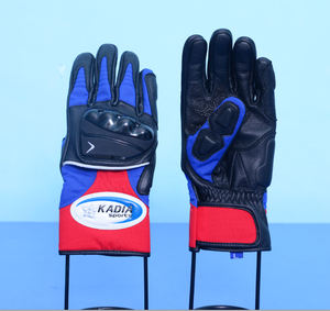 Guantes deportivos KADIA para carreras de motos, guantes de cuero negro, azul y rojo, equipo de protección para motociclistas, guantes ajustables con certificación CE - Product Image 1