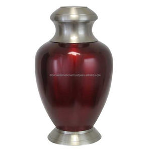 Urnes de crémation pour adultes en laiton classiques de haute qualité et de qualité supérieure avec des urnes funéraires en métal fini de couleur rouge or pour les cendres humaines - Product Image 4