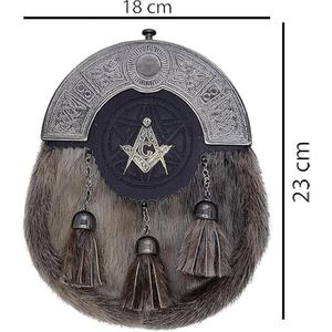 Sporrans écossais en cuir véritable sur mesure pour uniforme de fanfare, style celtique des Highlands, avec fourrure de lapin - Product Image 2