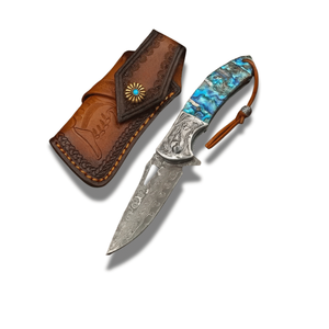 Cuchillo de Bolsillo Damasco Forjado a Mano, Cuchillo Plegable con Mango Decorativo de Lujo y Funda de Cuero, Venta al Por Mayor, Suministro a Granel, EE. UU. y Europa - Product Image 1