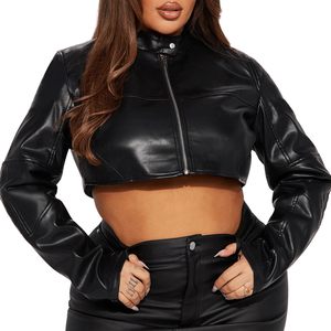 Chaqueta de Motociclista de Cuero Sintético para Mujer, Chaqueta Corta Estilo Bomber, Proveedor Mayorista - Product Image 6