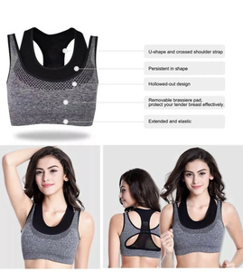 Ensemble de yoga sans couture taille haute col en V, crop top et leggings 2 pièces gris/noir uni en Spandex Polyester avec bretelles ajustables pleine longueur - Product Image 5