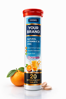 Tabletas Efervescentes de Vitamina C 1000mg con Zinc y Extracto de Amla para Adultos, Apoyo Inmunológico, Sin Azúcar, Sabor Naranja, No Apto para Mujeres Embarazadas (OEM)