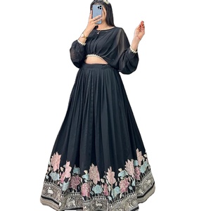 Último diseñador Georgette hilo bordado secuencia trabajo Lehenga Choli por Fab Zone - Product Image 1