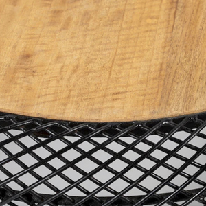 Industrieller & Rustikaler Couchtisch aus Natürlichem Mangoholz mit Kombinierter Metallplatte in Matt Schwarz für Wohnzimmer und Heimbüro - Product Image 6