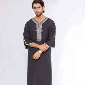 Túnica Islámica Moderna para Hombre, Djellaba con Cuentas, Informal, 100% Poliéster, Alta Calidad, Largo hasta el Tobillo, para Ramadán y Eid - Product Image 1