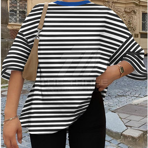 Camiseta de manga corta para mujer, oversize, de algodón, personalizada, ropa al por mayor. - Product Image 5