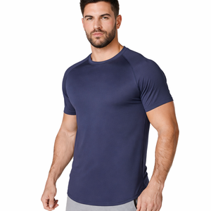 T-shirt de sport en tricot pour homme |   Manches courtes, séchage rapide, col rond élastique |   Vêtements de sport décontractés pour la course à pied et la gym |   Vente en gros OEM - Product Image 3