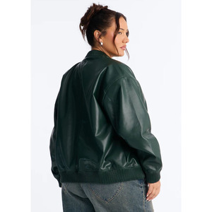 Veste bomber en similicuir PU surdimensionnée pour femme, mode automne, vente en gros personnalisée - Product Image 5