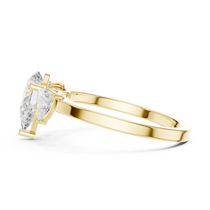 Bague de fiançailles en or jaune avec trois diamants taille poire pour femme, classique, pour mariage, promesse ou anniversaire - Product Image 5