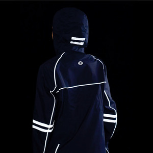 Women Hooded Windbreaker <b>Jackets</b> Track Suit Navy Blue Lightweight <b>Running</b> Shell <b>Reflective</b> Trim Full Zip Custom <b>Jacket</b> for men - Product Image 5