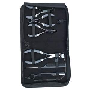 Kit professionnel de pinces pour extensions capillaires avec poignée en caoutchouc noir, pince à sertir pour micro-perles, outil de retrait de perles, boucle de traction et peigne à queue - Product Image 1