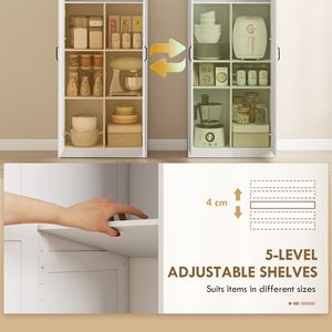Farmhouse Style 71\" Tall <b>Kitchen</b> <b>Pantry</b> Storage Cabinet White with Adjustable Shelves Soft Close Hinges Made of Aluminum Wood - Product Image 5