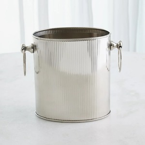 Seau à glace de luxe en fer noir texturé 12L pour fêtes et réceptions, élégant, finition argent poli et noir mat, refroidisseur à vin - Product Image 6