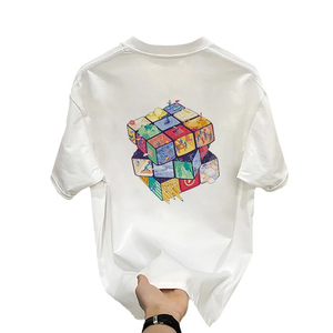 T-shirt décontracté pour homme, 100% coton, motif dessin animé, respirant, manches courtes, col rond, coupe décontractée, 250g - Product Image 1