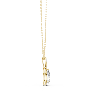 Collar con colgante de halo en forma de pera, oro macizo, joyería fina, elegante, minimalista, regalo para mujer, uso diario. - Product Image 5