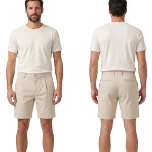 Custom Cotton <b>Men</b> Golf <b>Shorts</b> 100% Cotton <b>Tailored</b> Chino Silhouette Mid Waist Casual Golf Resort <b>Short</b> Pants - Product Image 3
