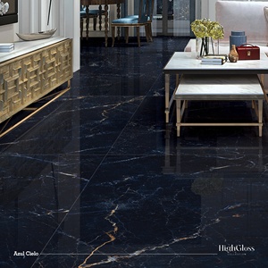 Carreaux en porcelaine SKYTOUCH aspect antique noir avec des veines dorées, finition brillante, grande dalle 1200x2400, 20 mm, design tendance, collection exclusive - Product Image 5