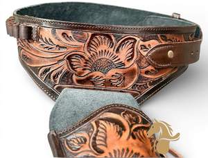 Western Hand <b>Tooled</b> Gun Covers <b>Leather</b> Comfortable Carry Holsters for Security Hold Western Concealed Carry Clip Holster Cases - Product Image 3
