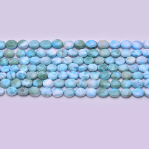 Cuentas Sueltas Ovaladas Lisas de Larimar AAA+ de 8x10 mm, Cuentas Sueltas de Larimar Natural Multicolor Dominicano, Piedras Preciosas Semipreciosas para la Fabricación de Joyas - Product Image 3