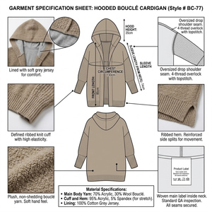 Women <b>Long</b> Knit <b>Cardigan</b> Hooded Open Front Casual Winter Wear 100% Acrylic Full Sleeve <b>Thick</b> Solid Color - Product Image 6