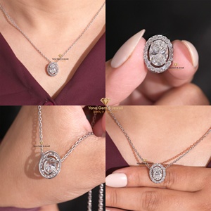 Colgante de Halo con Diamante Ovalado Deslumbrante de 2.00 Quilates, Regalo para Ella, Diamante Cultivado en Laboratorio CVD, Oro Sólido de 14K, Color E, Claridad VVS2, Certificado IGI - Product Image 5