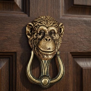 Timbre de puerta con cabeza de chimpancé de hierro fundido, diseño rústico, impermeable, instalación autoadhesiva, decoración tradicional para entrada, exterior - Product Image 4