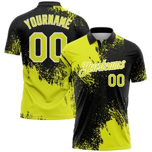 Wholesale Custom Uniform Polo Shirt Full Color Sublimation Team Branding Rib Knit Collar Performance Polyester Black Yellow Top - Product Image 1