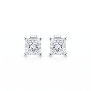 Boucles d'oreilles élégantes en or massif 10K 14K 18K avec diamants de laboratoire taille princesse, certifiés IGI, couleur DEF, clarté VS VVS - Product Image 3