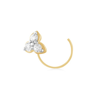 GLEAMORA ENTERPRISE - Piercing de Nariz con Diamante Cultivado en Laboratorio, Corte Brillante en Forma de Flor, Chapado en Oro Amarillo de 14K, Modelo de Lujo para Mujer - Product Image 2