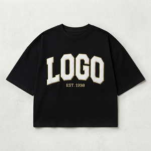 T-shirt surdimensionné en chenille brodé, design personnalisé, tee-shirt en coton unisexe, vêtements de mode streetwear - Product Image 3