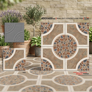 Carreaux de sol extérieurs en porcelaine numérique couleur ivoire terre cuite, résistants à l'usure et imperméables, tailles 300x300mm et 400x400mm - Product Image 5