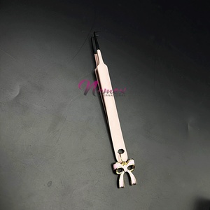 Pinzas profesionales de Extensión de pestañas de acero inoxidable de 90 grados, pinzas de belleza negras sólidas, abalorios de arco, producto sostenible - Product Image 2