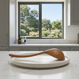 Cuchara de Sopa Grande Curva de Madera de Teca Sólida de Grado Alimenticio, Cucharón Redondo Hecho a Mano, Utensilio de Cocina de Madera Premium - Product Image 2