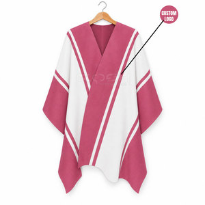 Cosh International Sorority Sisterhood Color Blocked <b>Poncho</b> V-Neck Batwing Sleeve Long Casual Cloak 100% Polyester Custom Logo - Product Image 1