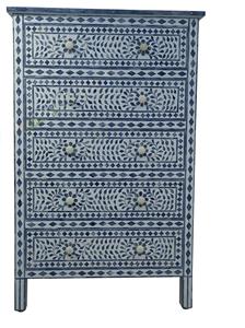 Cajón con Incrustaciones de Hueso de ILAHI, Diseño Moderno con Detalles de Ágata, Mueble Portátil para el Hogar - Product Image 2