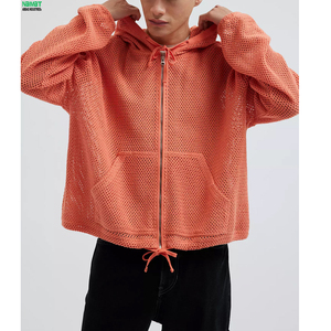 Cardigan d'été léger et respirant en maille ouverte pour homme, avec fermeture éclair, style décontracté - Product Image 2