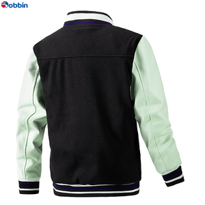 Chaquetas Varsity Personalizadas de Alta Calidad, Talla Grande, Invierno, Lana, Mangas de Cuero, Botones, Satén, Transpirables, Algodón, Casual - Product Image 4