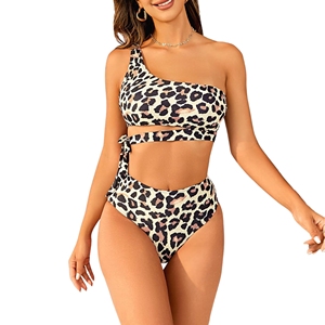 Ropa de playa impermeable transpirable de cintura alta para mujer, conjunto de Bikini de verano Sexy con patrón de Animal acolchado extraíble para ropa de playa - Product Image 1