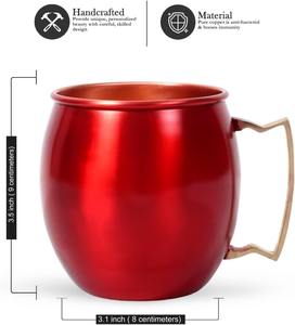 Juego de 2 Tazas Rojas Moscow Mule de 17oz, Hechas a Mano, de Cobre Ecológico con Asas Remachadas, Antiderrames, para Fiestas, Uso en Bares, Regalo - Product Image 5