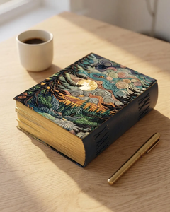 Celestial Forest Handmade Journal with Deckle Edge Paper | Vintage <b>Lock</b> Diary Personalized Artisan Sketchbook Gift Notebook - Product Image 1