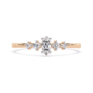 Anillo de compromiso solitario elegante con diamante de corte marquesa cultivado en laboratorio, engaste de doble punta y banda de oro de alto brillo - Product Image 2